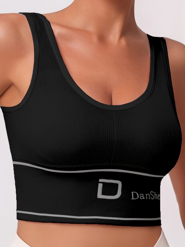 4pcs Seamless Striped Sports Bras, Shock-Absorbing Running & Yoga Crop Vests for Women, Wireless & Removable Pads, Breathable Sports Bra Set in Black, Green, Purple, White - Image 3