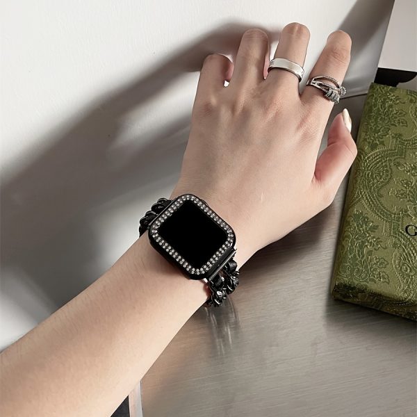 BIIFAKOO-Little Flavor Apple Watch Strap is suitable for iwatch10 9 8 7 6 5 4 3 2 1 SE Advanced Metal Chain with Two Rows of Protective Case compatible with 45mm 44mm 42mm 41mm 40mm 38mm - Image 16