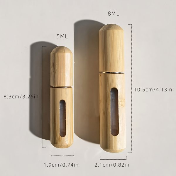 1/2pcs Bamboo Shell Perfume Atomizer, Refillable Spray Bottle, 5ml & 8ml Portable Mini Empty Bottles, Luxury Pocket-Sized Fragrance Dispenser With Visible Window, Bottom-Fill Design For Travel & Outdoors - Image 6