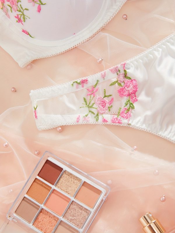 Elegant Lingerie Set, Floral Embroidery Push Up Cami Bra & Panties, Women's Lingerie & Underwear - Image 5
