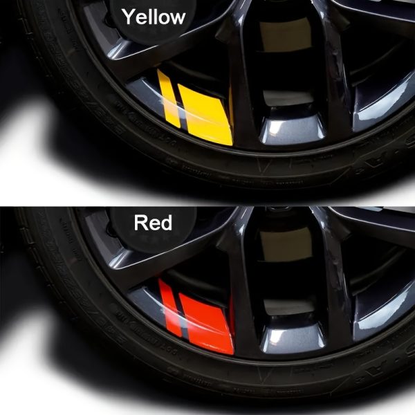 4pcs Reflective High Gloss Polyurethane Wheel Rim Decals for Enhanced Vehicle Safety, Self-Adhesive Stripes, Left Placement on Plastic Surfaces, Fantasy Space Auto Theme