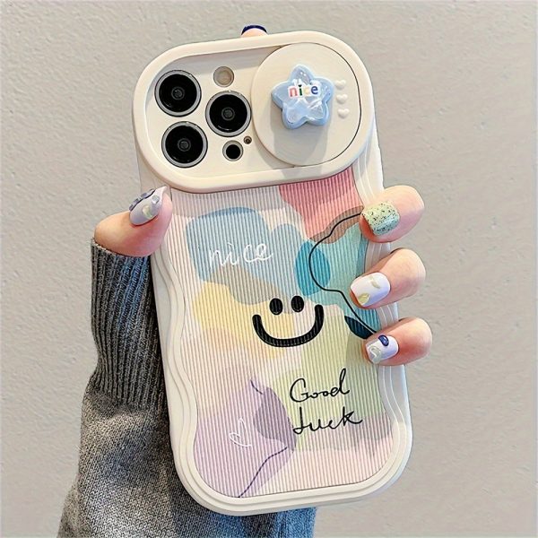 Y2K Cute 3D Star Rainbow Wave Edge Push Window Protective Soft Case For IPhone 15 Pro Max 14 Pro Max 13 12 Pro 11 Shockproof Back Cover - Image 6