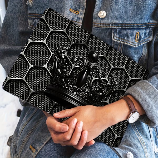 2pcs Black Crown & Sunflower 3D Laptop Light Beige Stickers - Waterproof Scratch-Resistant Vinyl, Self-Adhesive Semi-Matte Finish, Fit for Laptops, Notebooks & Netbooks (Reusable Alternative: Vinyl Wrap), Laptop Stickers, Device Customization, Hexagonal Pattern, Tech Accessories, Artistic Decals, Durable Material, Protective Decals, Tech Enthusiasts - Image 5