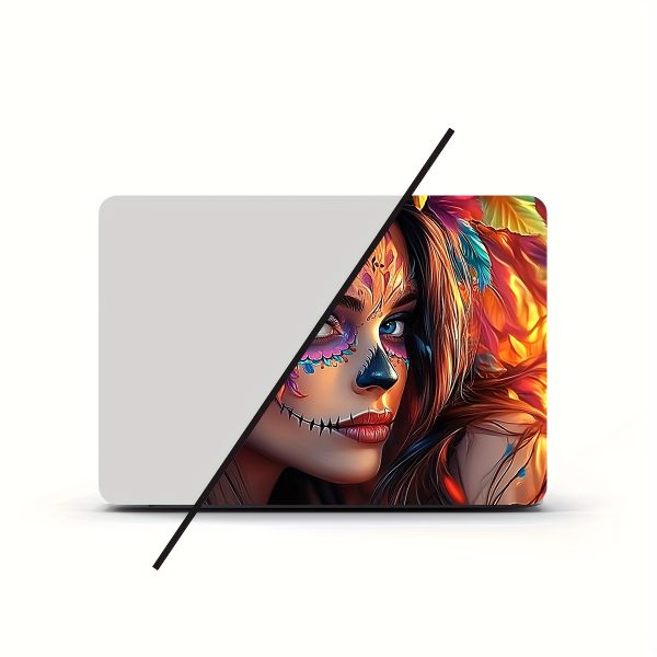 2pcs Vibrant Day of the Dead Laptop Art Decals - Waterproof & Scratch-Resistant Vinyl Stickers, Colorful Floral and Skull Design for Laptops, Cars, Helmets, Motorcycles, Fridges, Laptop Accessories - Image 4