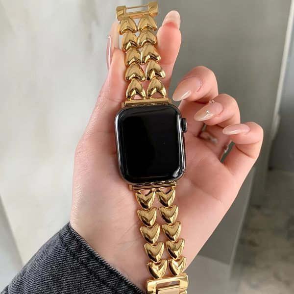 A double-row heart-shaped metal strap suitable for Apple watch for Apple Watch Wristband 38mm 40mm 41mm 42mm 44mm 45mm 49mm for iWatch 10/9/8/7/6/5/4/3/2/1/SE/Ultra series - Image 3