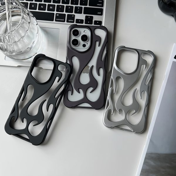 Cutout Frosted Flame Pattern Case for iPhone 15 PRO MAX Mobile Phone Case 16 Plus Suitable for Apple 14 Soft 13 Set 16 Cooling 14 PRO Advanced 12 Soft Case 15 PRO Light Luxury 11/11promax/15 Silver - Image 4