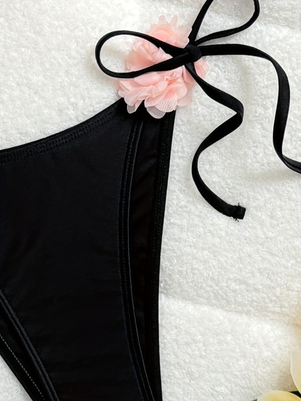2025 New Pink 3D Floral Solid Color Sexy Bikini Swimsuit for Women European Style - Image 5
