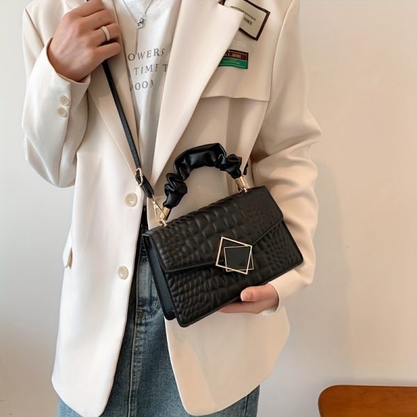 Women'S Fashion Faux Leather Satchel, Solid Color, Buckle Closure, with Edge Paint, with Accessory, for Occasion-Ready, Do Not Wash - Image 11
