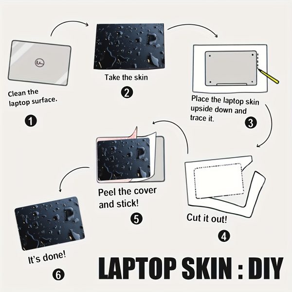 Roll packaging, 3pcs included with 1 spare piece, no need to worry about peeling off. Raindrop laptop art decal protective cover, universal Light Beige sticker for laptops, non-reusable waterproof and scratch-resistant laptop Light Beige decal - waterproof, anti-scratch, suitable for laptops, cars, helmets, motorcycles, refrigerator decoration - Image 9
