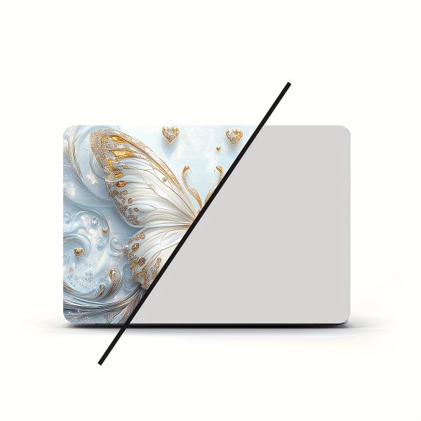 2pcs Patterned Laptop Art Decal Protective Cover, Universal Netbook Light Beige Stickers Non-Reusable Notebook Light Beige Decals Waterproof and Scratch Resistant - Water-resistant, Anti-scratch, Suitable for Laptops, Cars - Image 4