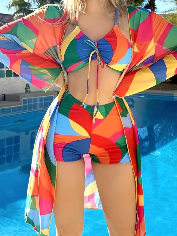 New Three-piece Set Sheer Swimwear for Women for Hot Spring Resort