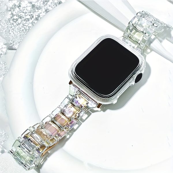 1pc Silica Gel Resin Watch Band for Apple Watch Series 10/9/8/7/SE/6/5/4/3, Casual Style, Transparent Elegant Design, Quick Release Foldover Clasp, Replacement Bracelet for 46/38/40/41/42/44/45/49mm - Youth Watches Compatible - Image 8