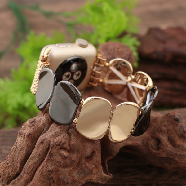 Elegant Golden-Tone Stretch Bracelet Band for Apple Watch Series (38mm-49mm) - Fashionable Two-Tone Metal 's Wristband with Heart Accents, Compatible with iWatch Ultra 2, SE, and More, Wearable Technology | Luxury Watch Strap | Decorative Elets, Apple Watch Accessories - Image 12