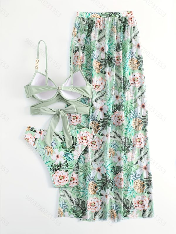 Green Floral--Separate Swimsuit - Image 3