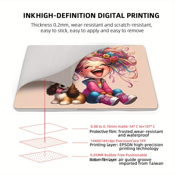 3pcs of Roll Packaging, 1pc As a Spare, No Need to Worry about Damaging The Stickers, Featuring Cute Girl And Puppy Style Laptop Stickers, Suitable for Laptops, Bright Colors, Self-Adhesive And Removable. - Image 8
