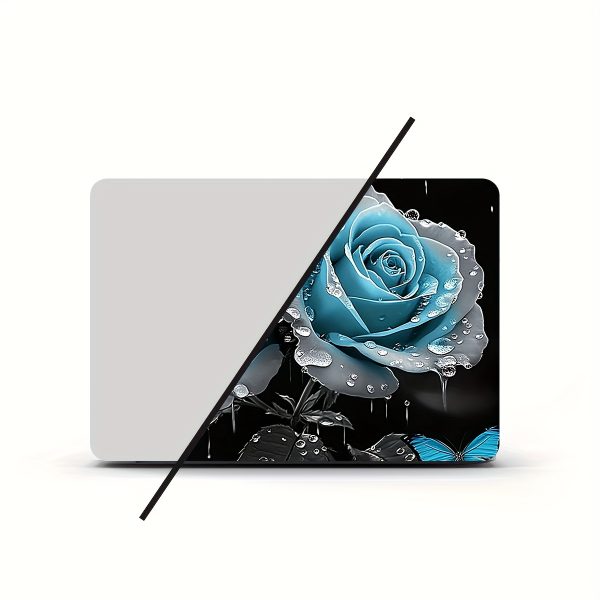 2pcs Blue Rose & Butterfly Vinyl Decals - Waterproof, Scratch-Resistant Laptop Skins with Semi-Matte Finish | Fit for Notebooks, Cars, Helmets, Motorcycles, Fridges | Artistic, Non-Reusable Stickers, Laptop Stickers - Image 4