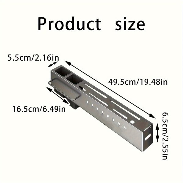 1pc No-Drill Stainless Steel Wall-Mounted Knife & Utensil Organizer - Rust-Resistant Non-Magnetic Space-Saving Kitchen Storage with Chopstick Holder, Knife Slots & Hooks for Knives, Spatulas, Whisks, Kitchen Organizers And Storage, Sleek Design, Durable Construction, Home Chefs, Minimalist Design, Sturdy Construction, Professional Cooks - Image 5
