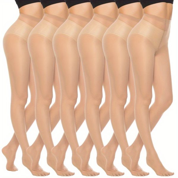 6 Pairs of 20D Women'S Invisible Tights - Ultra-Thin, High-Waist, Skin-Tone Nylons for Everyday Wear, Professional Appearance, Professional Appearance Tights|Transparent Nylons|Stretchy Material