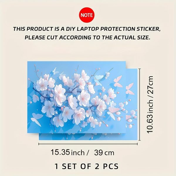 2pcs Vinyl Material, Light Blue Watercolor Butterfly Design Laptop Case, Anti-Scratch Laptop Case for 15.35 inch X 10.6 inch Laptop. Product Size: 27cmx39cm (10.63 inch x 15.35inch) - Image 3