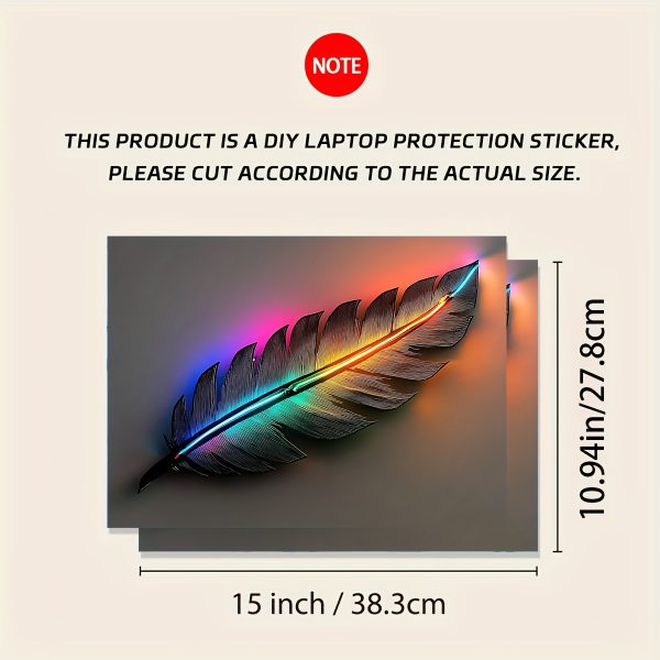 Vinyl Laptop Shell Feather Stickers, 2pcs/Set, Scratch-Proof DIY Art Protective Case for HP, Dell, Lenovo, Apple, Asus Laptops - Easy to Apply and Durable Design Suitable for Notebooks, Cars, Helmets, Motorcycles, Refrigerator Decorations - Image 2