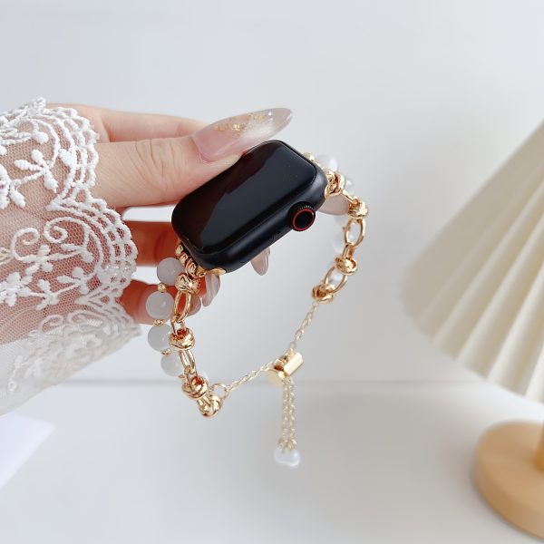 Stylish Beaded Metal Dual Chain Bracelet Strap Suitable for Apple Watch 38mm 40mm 41mm 42mm 44mm 45mm 49mm (S10 42)mm (S10 46)mm, High-End Women's Wristband Suitable for iWatch Series Ultra 2 SE 10 9 8 7 6 5 4 3 2 1 Gift - Image 4