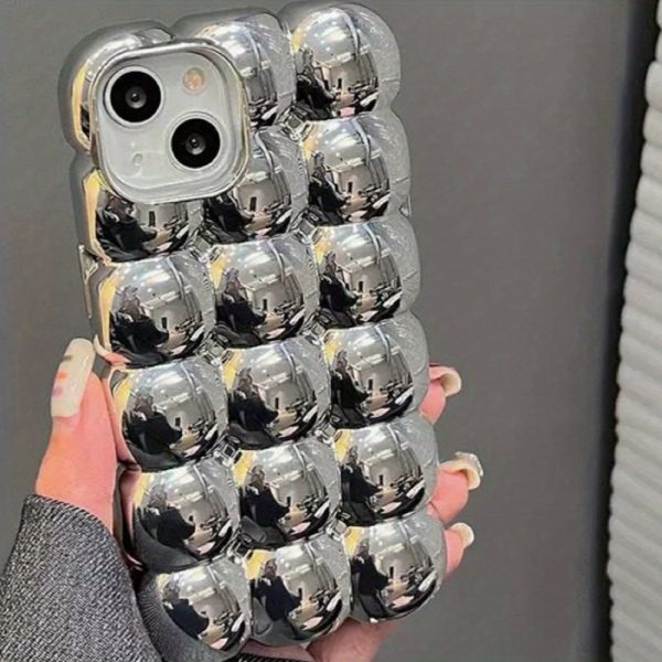 The [Xinmingnuo] Premium Electroplated Waffle Crossbody Chain Case Is Suitable for Iphone 14 Pro Max, Compatible with The New Apple 13 Pro, 12 Pro, And Creatively Designed 3D Protective Cases for Women, Including Niche Full-Cover Options for 11, 13, And 14 - Image 4