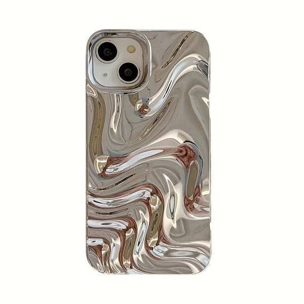 A Silver-Plated 3D Personalized Water Wave Pattern Phone Case Suitable for Iphone 11, Iphone 13, Iphone 14, Iphone 14 Pro Max, Iphone 15, Iphone 15 Pro, Iphone 15 Pro Max, Iphone 16, Iphone 16 Pro, Iphone 16 Pro, And Iphone 16 Pro Max. - Image 6