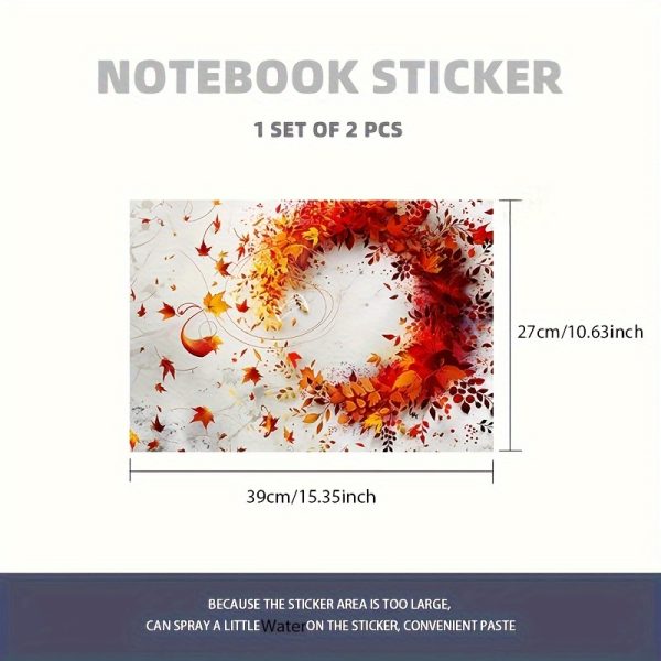 Autumn Leaves Pattern Laptop Skin Decal Set, Polyvinyl Chloride, Self-Adhesive, Reusable, Semi-Matte Finish, Scratch-Resistant Notebook Cover for 30.48-39.62 cm Laptops, Easy Application & Removal - 2pcs - Image 3
