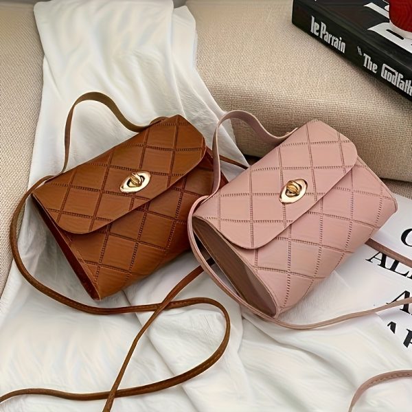 Fashionable lady's mini handbag - Fashion black with striped design, perfect for daily commuting. Women's quilted crossbody handbag, small top handle clutch, designer handbag, handbag, handbag - Image 3