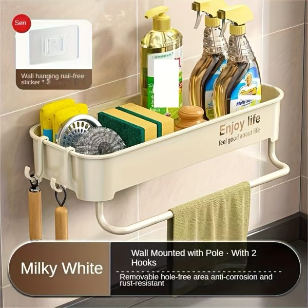 No-Drill Thickened ABS Kitchen Sink Organizer with Hooks & Slotted Trays - Multi-Compartment Storage Shelf for Cleaning Supplies, Bottles, Sponges - Multi-Color Options, Kitchen Sink Accessories, Rustic Kitchen Decor, Installfree Setup - Image 6