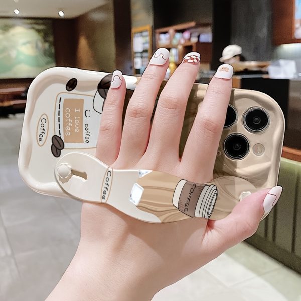 [Anti-Fall] Mobile Phone Case | Soft Gel Anti-Fall Cream Ribbon Style Coffee Cup Print | Suitable for Apple Series 11/12/13/14/15/16promax Samsung Series A05/A15/A25/A35/A55/S23/S24Ultra - Image 4