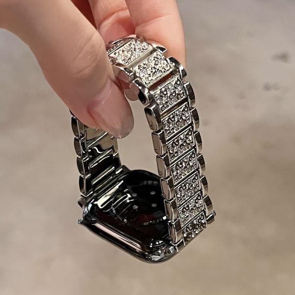 A S-letter iWatch10 generation with shiny rhinestones is a great choice for iWatch strap gifts compatible with 38mm 40mm 41mm 42mm 44mm 45mm 46mm 49mm Series 10 9 8 7 6 5 4 3 2 1 SE/Ultra Only sell watch straps but no watches - Image 9