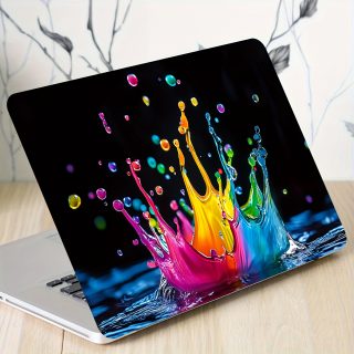 2pcs Vibrant Splash Art Laptop Decal Covers - Waterproof & Scratch-Resistant Vinyl Skins, Easy Application for Laptops & Cars, Colorful Paint Splatter Design, Notebook Accessories|Artistic Laptop Skin|Waterproof Decal, Laptop Car Decals