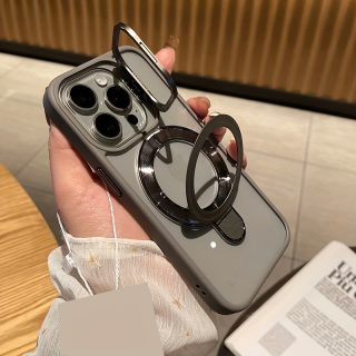 for iPhone 16 Pro Max 15 14 13 12 11 Plus Pro Max, the lens frame can be used as a stand to open, supports wireless charging, transparent mobile phone case, protects your mobile phone