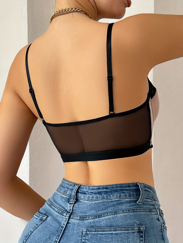 1pc Women's Underwire Bra with Lace Trim & Bow Detail - Semi-Sheer Comfort Fit Solid Color Elegant Casual Attire, Semisheer Lingerie, Bow Embellishment, Durable Undergarment - Image 2