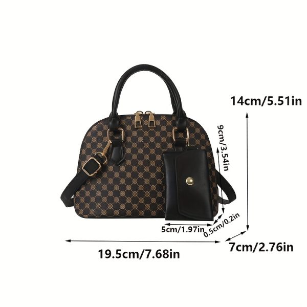 Women's Synthetic Leather Shell Crossbody Bag - Adjustable Shoulder Strap, Zipper Closure & Golden-Tone Hardware, Khaki/Tan/Black, Versatile for Casual & Formal Occasions, Crossbody Purse - Image 7