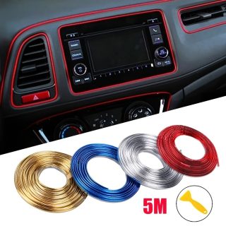 5 Meter Car Interior Strips - Elastic Easy-to-Install Dashboard and Door Decorative Kit with Installation Tools. Universal Flexible PVC Car Mold Strips, Internal Car Decoration, Dashboard Door Cover, Car Styling Decoration, Easy to Install