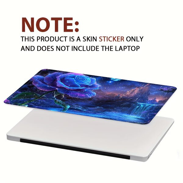2pcs Vibrant Blue Rose & Mystical Landscape Laptop Stickers - Waterproof, Scratch-Resistant, Self-Adhesive Vinyl Skins for Netbooks & Laptops, Unique Artwork for Personalization, Netbook Accessories | Artistic Laptop Skin | Durable Laptop Skin, Laptop Decor - Image 6