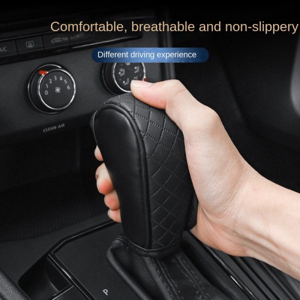 Universal Faux Leather Anti-slip Car Gear Shift Knob Cover Black Auto Parts Car Stall Anti-slip Case Driving Control Cover - Image 16