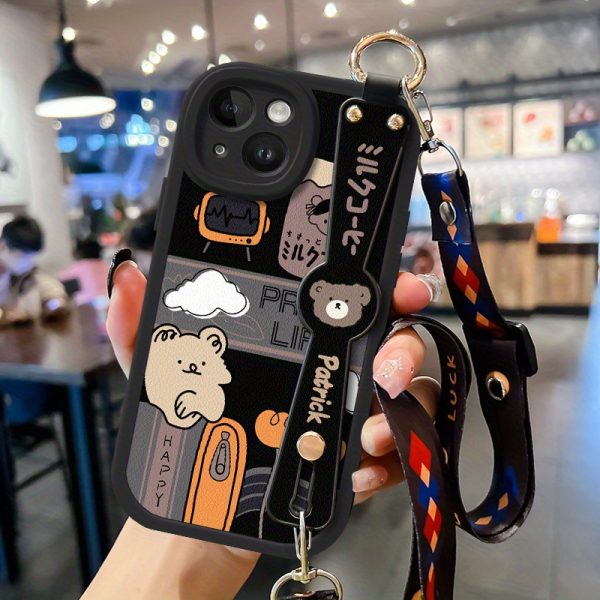 Vintage Bear Compatible with Apple 15 Mobile Phone Case, 14Pro Max with Lanyard, New Style for Women 13, Can Be Carried Crossbody Xr Wristband, 12 Holder Xs Cute 6s Anti-Fall IP7 Creative 8 Plus Niche Protective Cover - Image 11