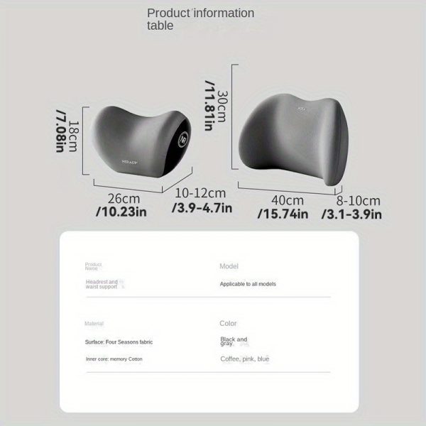 Memory Waist Back Cushion - Car Headrest Shoulder Support Pillow 1 Set - Household Car Supplies - Image 2