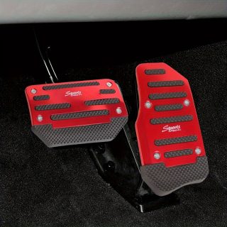 2pcs Non-Slip Aluminum Alloy Car Pedal Pads, Automatic Transmission Brake & Gas Pedal Covers, Anti-Skid Performance Pedal Set, Auto SUV ATV Replacement Accessories (Automatic)