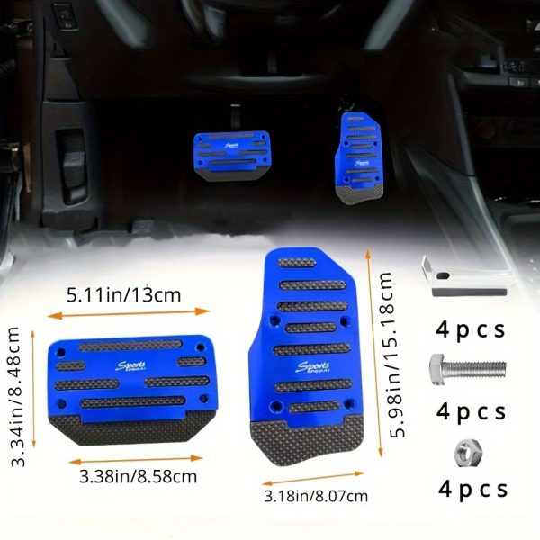 2pcs Non-Slip Aluminum Alloy Car Pedal Pads, Automatic Transmission Brake & Gas Pedal Covers, Anti-Skid Performance Pedal Set, Auto SUV ATV Replacement Accessories (Automatic) - Image 6
