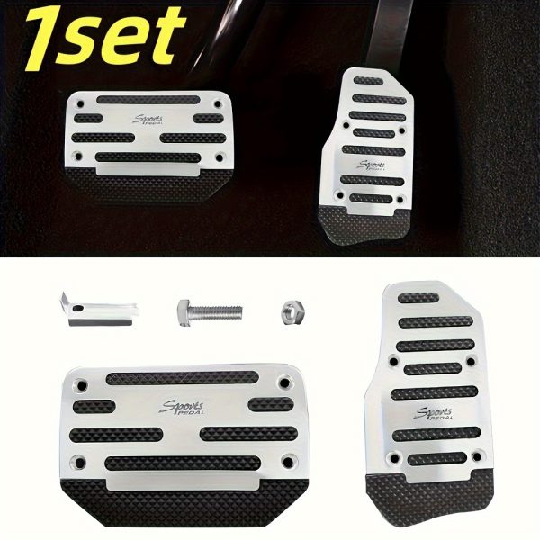 2pcs Non-Slip Aluminum Alloy Car Pedal Pads, Automatic Transmission Brake & Gas Pedal Covers, Anti-Skid Performance Pedal Set, Auto SUV ATV Replacement Accessories (Automatic) - Image 3
