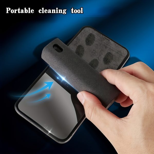 2in 1 Ultrafine Fiber Spray Bottle with Spray Nozzle & Cleaning Cloth - Durable Gray Design for Phone, Computer, Glasses, and More - Perfect for Home, Dorm, or School Use (Empty Bottle Only) - Image 2