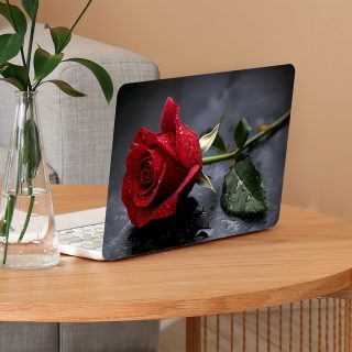 2pcs Elegant Red Rose Vinyl Laptop Stickers - Waterproof, Scratch-Resistant, DIY Art Protection for Laptops & Tablets, Perfect for Romantic Themes, Romantic Theme Accessories | Elegant Rose Design | Waterproof Sticker