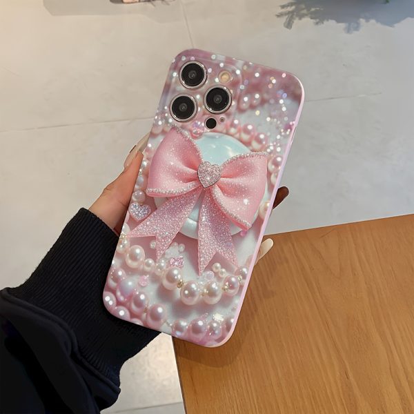 5pcs Set of Eye-Catching Pink and Golden Butterfly Pattern Phone Case + Charger Head Cover + Cable Protector + Storage Strap TPU Anti-Drop Protective Case for iPhone 6/7/8/X/Xs/XR/XS Max/11/12/13/14/15/16 Pro Max - Image 4