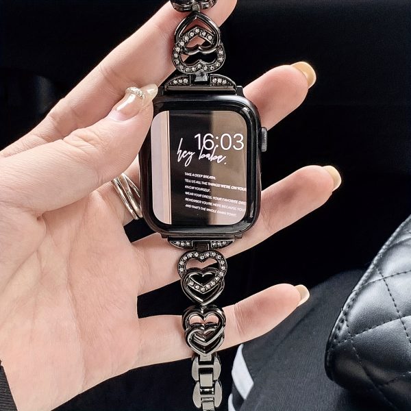 1 Pack Compatible with Apple Watch Bands In 38mm, 40mm, 41mm, 42mm, 44mm, 45mm, 46mm And 49mm Series 10, 9, 8, 7, 6, 5, 4, 3, 2, 1, SE, And SE2 Love iWatch Straps for Both Ladies And Gentlemen. Classic Stainless Steel Golden Strap Suitable for iWatch Bands, Alloy Material, Aluminum Buckle, Durable & Stylish Design - Image 11