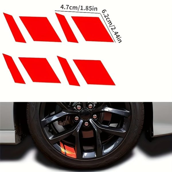 4pcs Reflective High Gloss Polyurethane Wheel Rim Decals for Enhanced Vehicle Safety, Self-Adhesive Stripes, Left Placement on Plastic Surfaces, Fantasy Space Auto Theme - Image 2