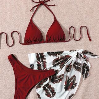 Women'S Red Strapless Bikini with Ruffle Detail - High Stretch Fabric, Solid Color, Stylish Swimsuit for Beach and Pool, Beach Attire|Ruffle Bikini|Stretchable Fabric
